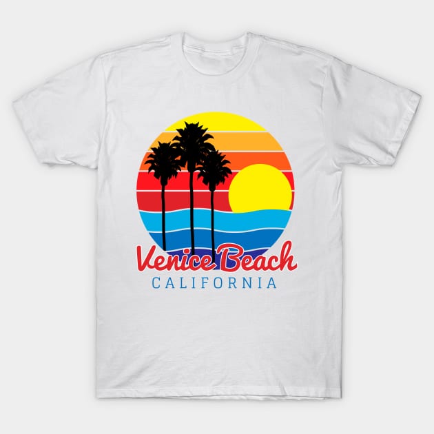 Venice Beach California Summer Tropical Sunset T-Shirt by ernestouchiha